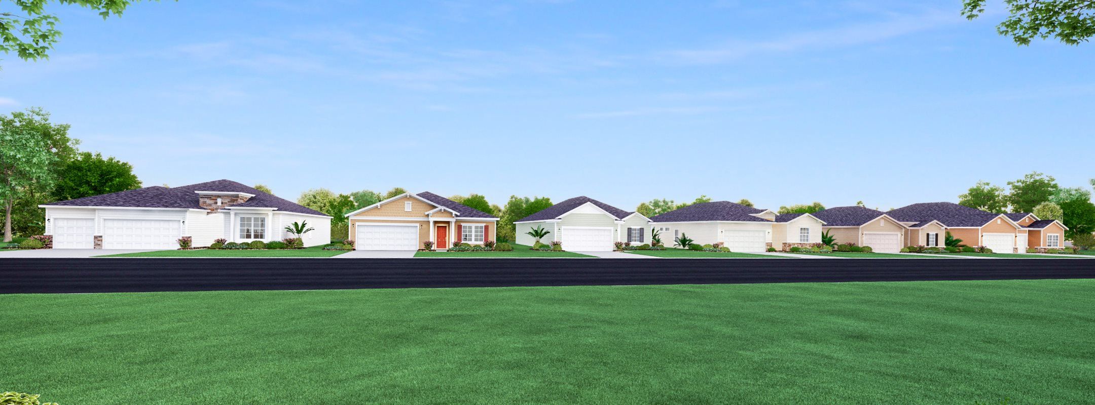 Marion Ranch plan streetscape view of homes Marion Ranch plan streetscape view of homes