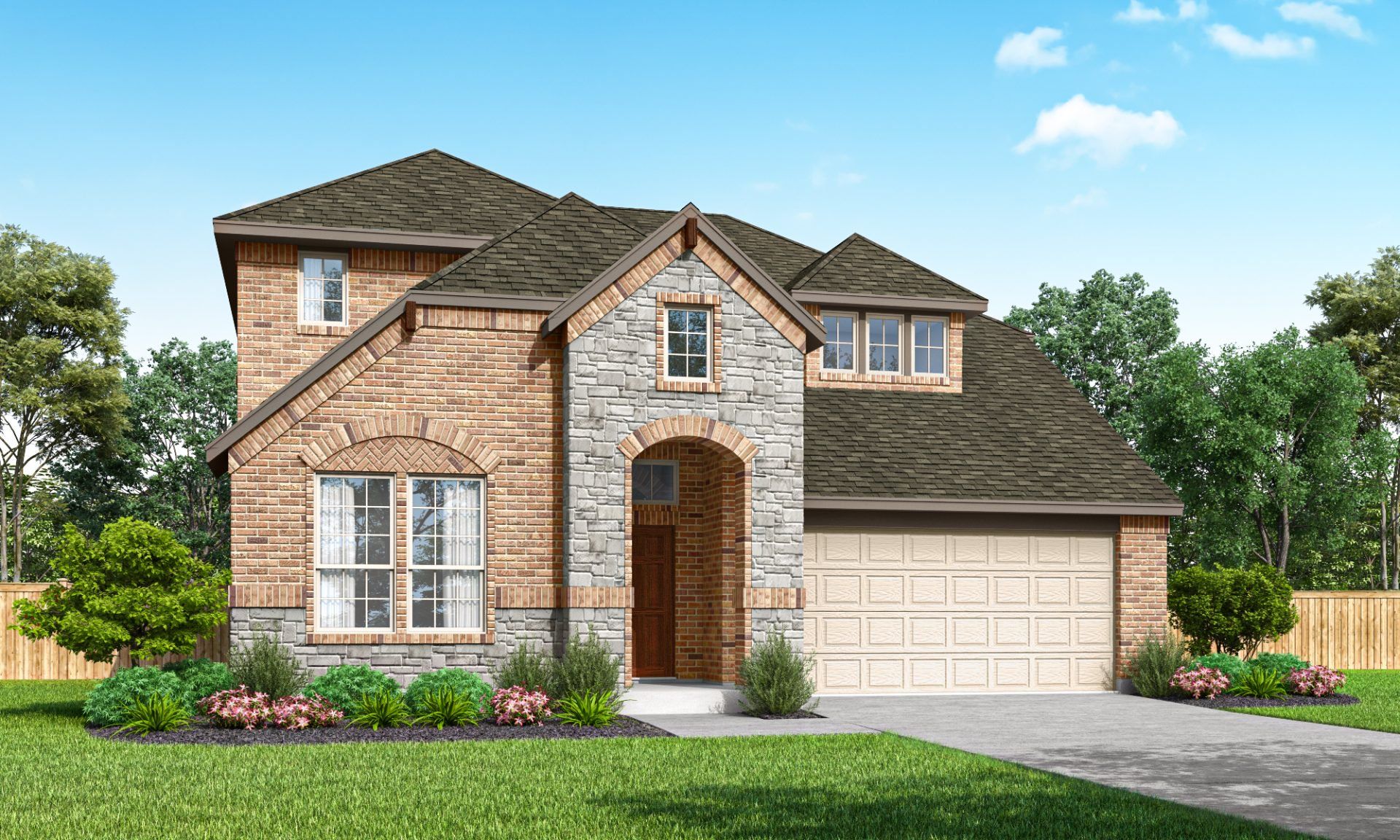 Front exterior of a home in the Belmont community, located in Aubrey, TX (Image 1).