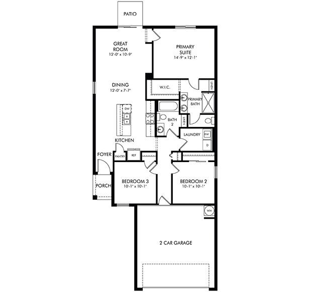 2D floor plan layout of this home in Oakfield Trails - Premier Series, Parrish, FL (Image 1).