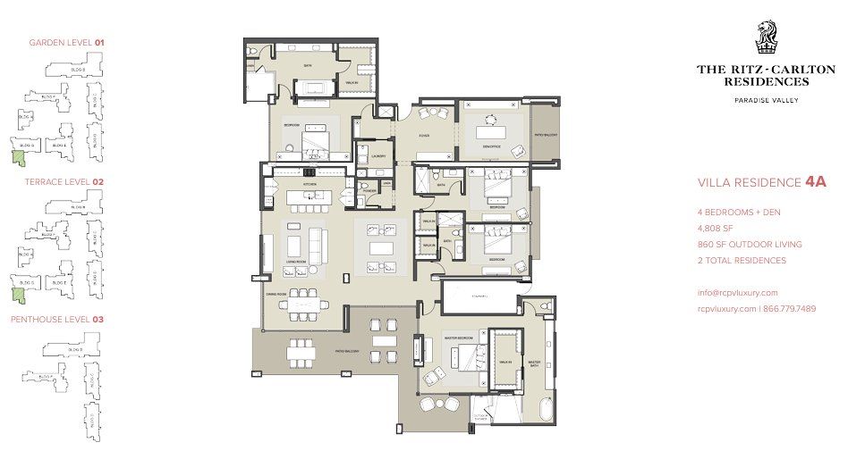2D floor plan layout for the Residence 4A by Five Star Development in The Ritz-Carlton Residences Paradise Valley, Paradise Valley, AZ (Image 1). 2D floor plan layout for the Residence 4A by Five Star Development in The Ritz-Carlton Residences Paradise Valley, Paradise Valley, AZ (Image 1).