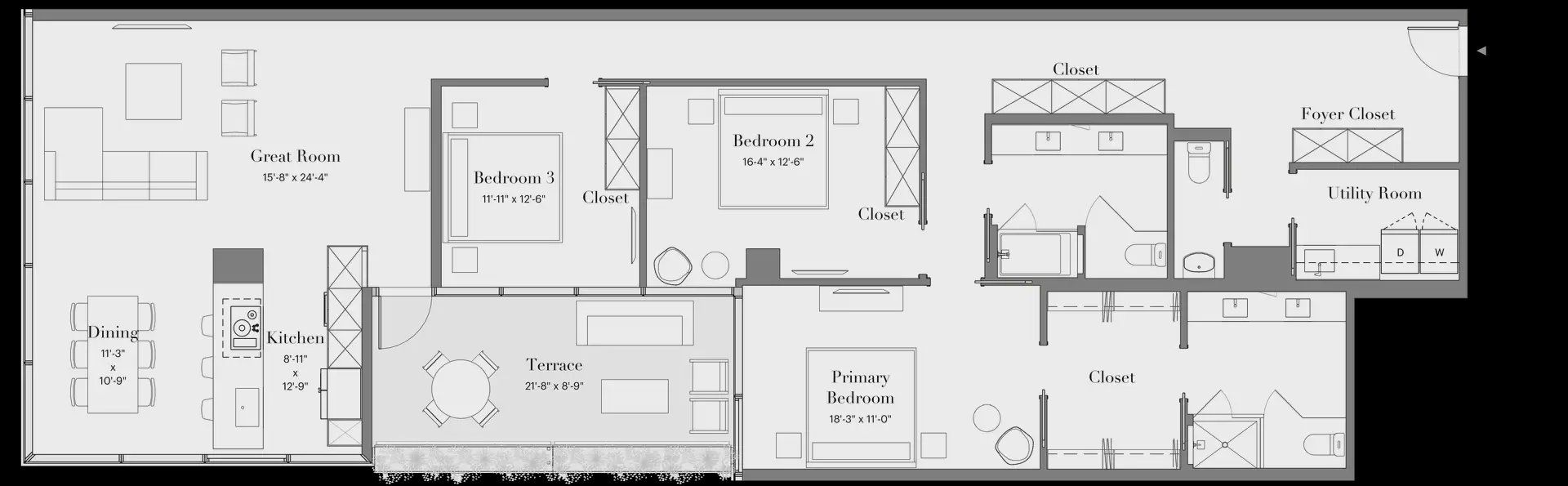 2D floor plan layout for the 3B-03 by Optima Homes in Optima McDowell Mountain, Scottsdale, AZ (Image 1).