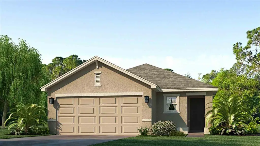 Front exterior of a new home in Rye Crossing, Parrish, FL, highlighting curb appeal (Image 1).