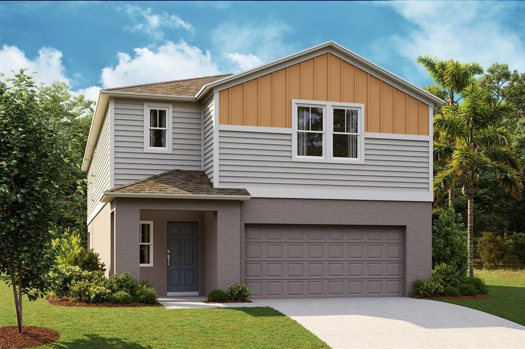 Front exterior of a new home in Wynnstone, Davenport, FL, highlighting curb appeal (Image 1).