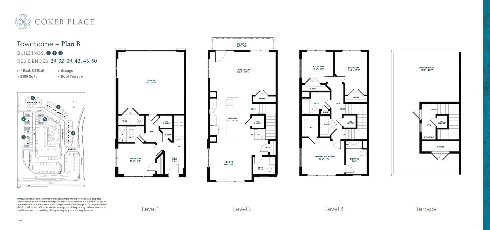 2D floor plan layout for the Plan B by Lock7 Development in Coker Place, Chapel Hill, NC (Image 1).