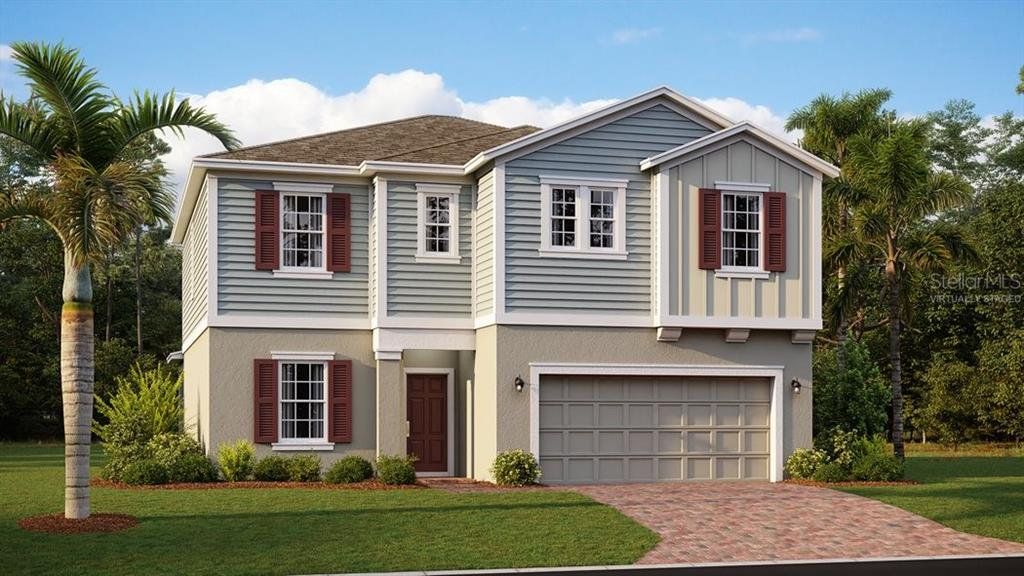 Front exterior of a new home in Bridgewalk, St. Cloud, FL, highlighting curb appeal (Image 1). Front exterior of a new home in Bridgewalk, St. Cloud, FL, highlighting curb appeal (Image 1).