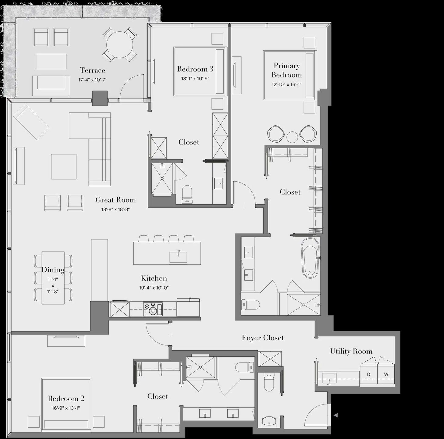 2D floor plan layout for the 3B-07 by Optima Homes in Optima McDowell Mountain, Scottsdale, AZ (Image 1).