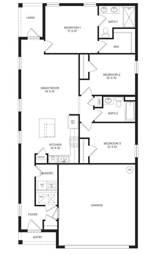 2D floor plan layout of this home in Magnolia Pointe, Umatilla, FL (Image 1). 2D floor plan layout of this home in Magnolia Pointe, Umatilla, FL (Image 1).