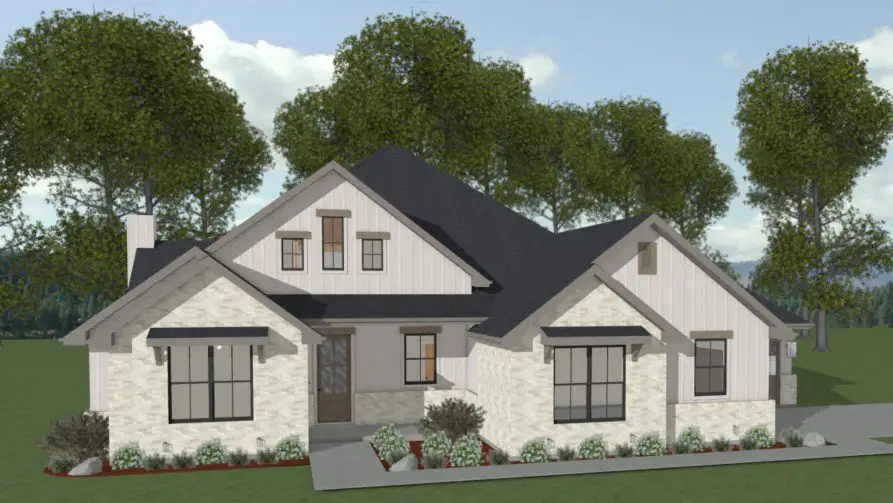 Exterior rendering of this home design in Greenbrier, Bryan, TX (Image 1).