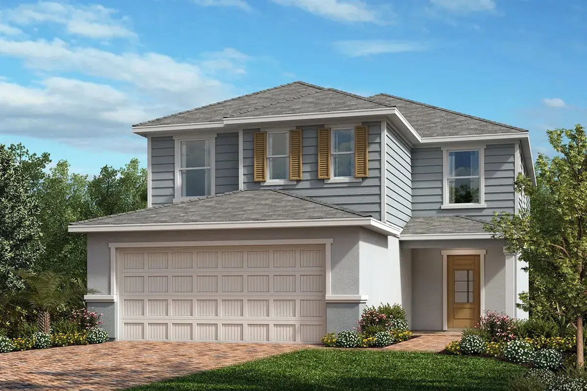 Front exterior of a new home in The Sanctuary I, Clermont, FL, highlighting curb appeal (Image 1). Front exterior of a new home in The Sanctuary I, Clermont, FL, highlighting curb appeal (Image 1).