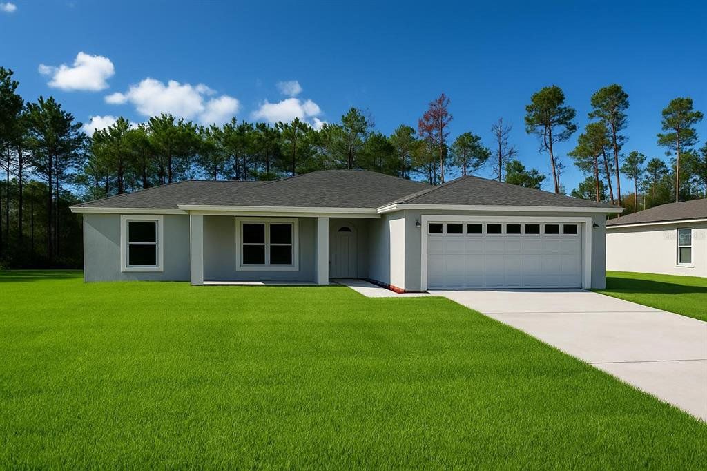 Front exterior of a new home in , Ocklawaha, FL, highlighting curb appeal (Image 1). Front exterior of a new home in , Ocklawaha, FL, highlighting curb appeal (Image 1).