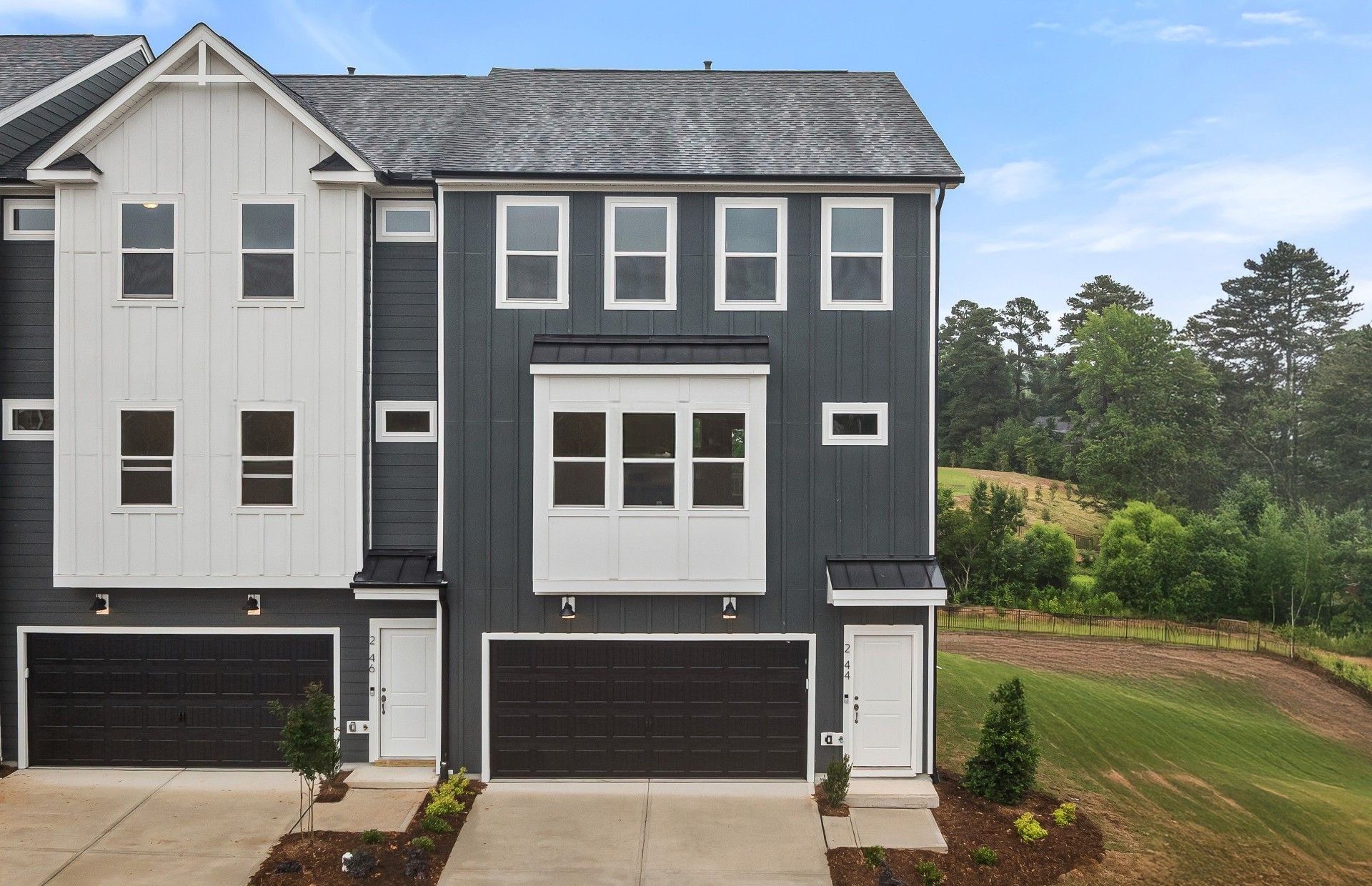 Front exterior of a new home in Prestwick, Apex, NC, highlighting curb appeal (Image 1). Front exterior of a new home in Prestwick, Apex, NC, highlighting curb appeal (Image 1).