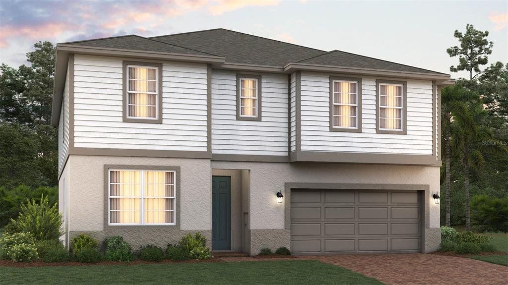 Front exterior of a new home in Trinity Place, St. Cloud, FL, highlighting curb appeal (Image 1).