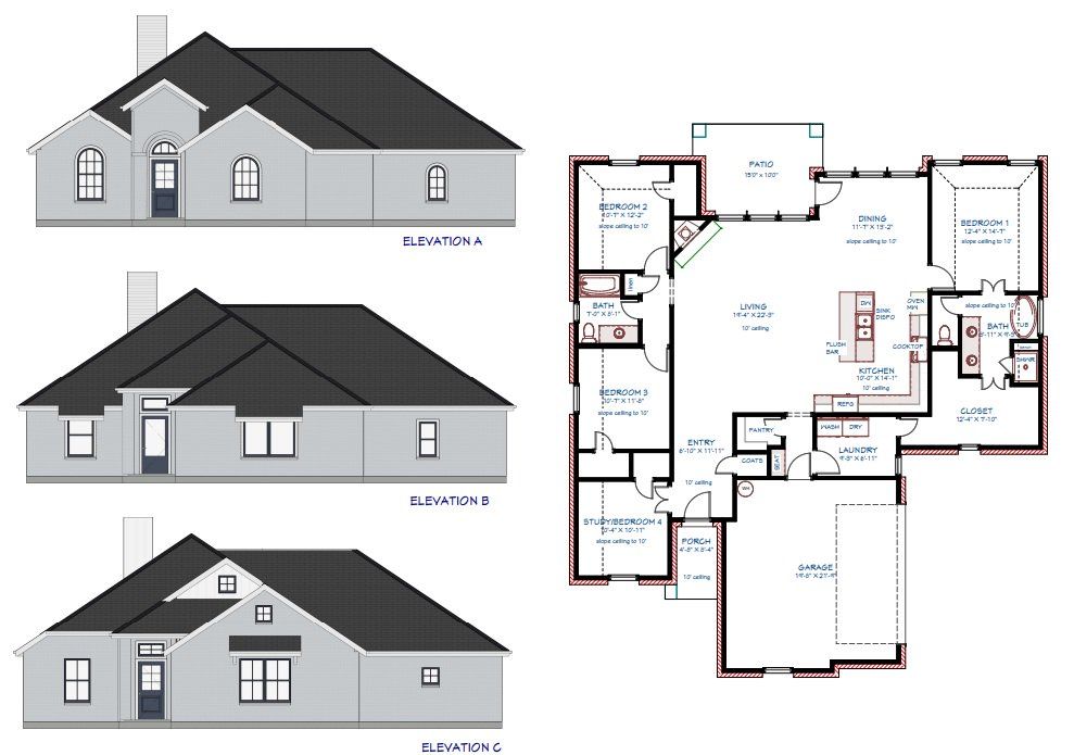 2D floor plan layout for the Welch by Robbie Hale Homes in High Meadows Estates, Nevada, TX (Image 1). 2D floor plan layout for the Welch by Robbie Hale Homes in High Meadows Estates, Nevada, TX (Image 1).