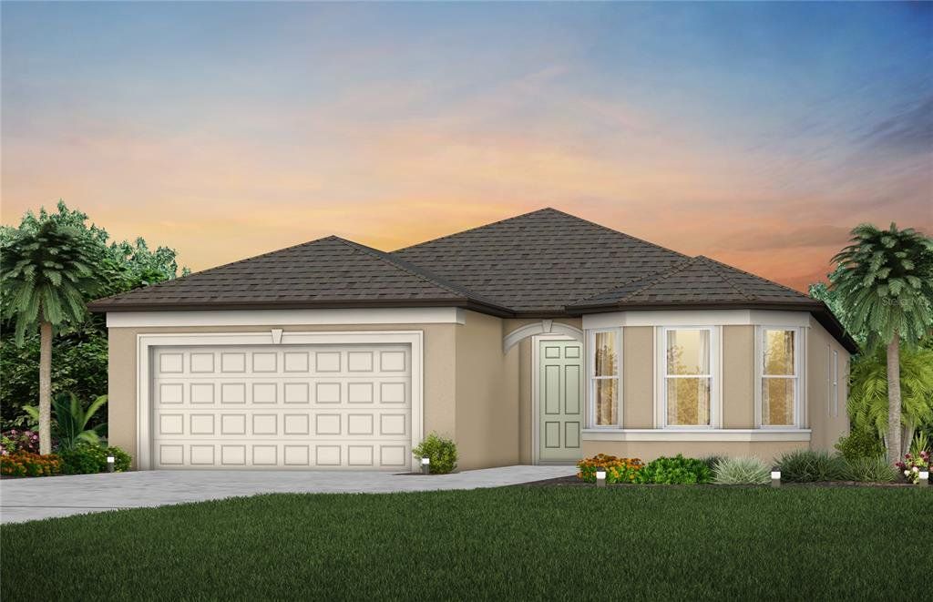 Front exterior of a new home in Riversong, Parrish, FL, highlighting curb appeal (Image 1). Front exterior of a new home in Riversong, Parrish, FL, highlighting curb appeal (Image 1).