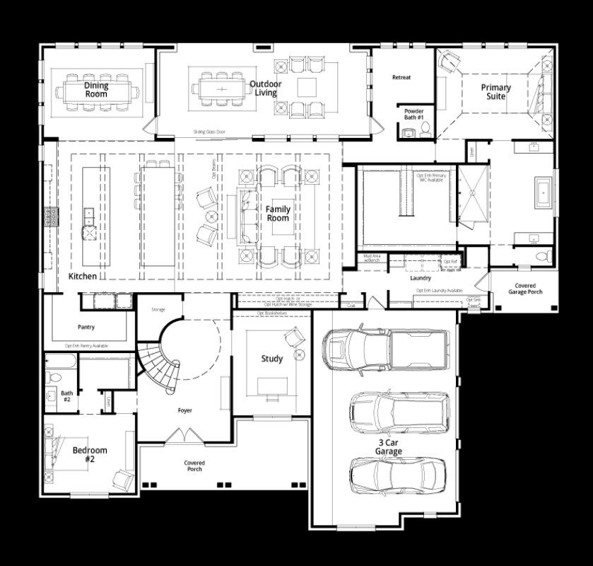 2D floor plan layout for the Willow by Highland Homes in Estates at Bristol Valley, Heath, TX (Image 1). 2D floor plan layout for the Willow by Highland Homes in Estates at Bristol Valley, Heath, TX (Image 1).