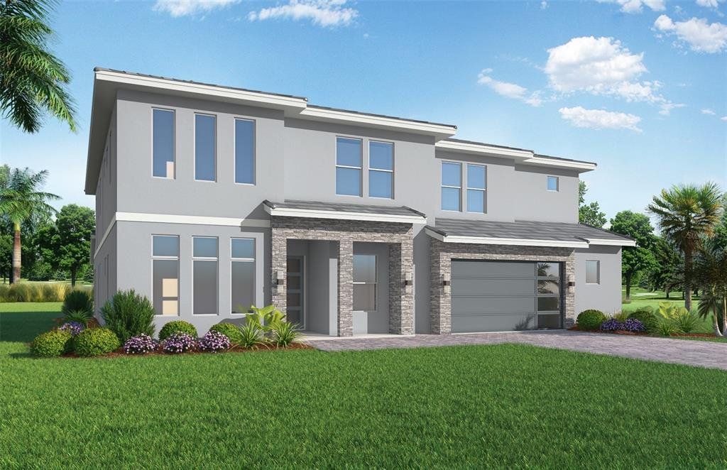 Front exterior of a new home in , Reunion, FL, highlighting curb appeal (Image 1). Front exterior of a new home in , Reunion, FL, highlighting curb appeal (Image 1).