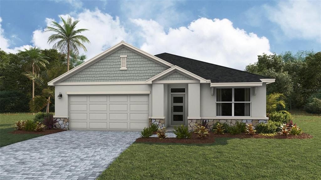 Front exterior of a new home in Legacy Preserve, Parrish, FL, highlighting curb appeal (Image 1).