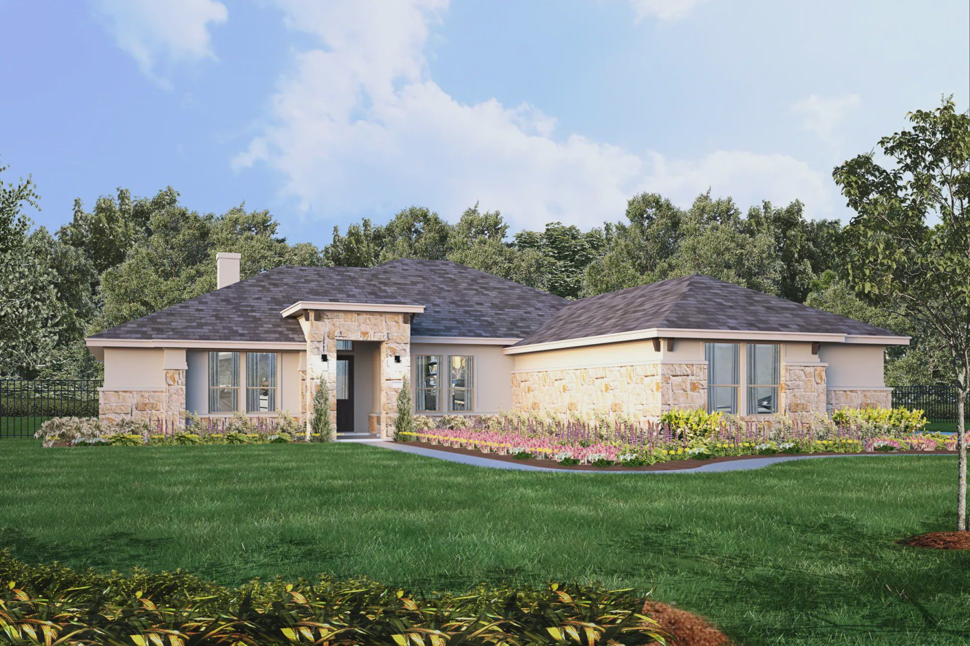 Representative exterior photo of a completed home built from the Concan II by Giddens Homes in Leander Estates, Leander, TX (Image 1). Representative exterior photo of a completed home built from the Concan II by Giddens Homes in Leander Estates, Leander, TX (Image 1).