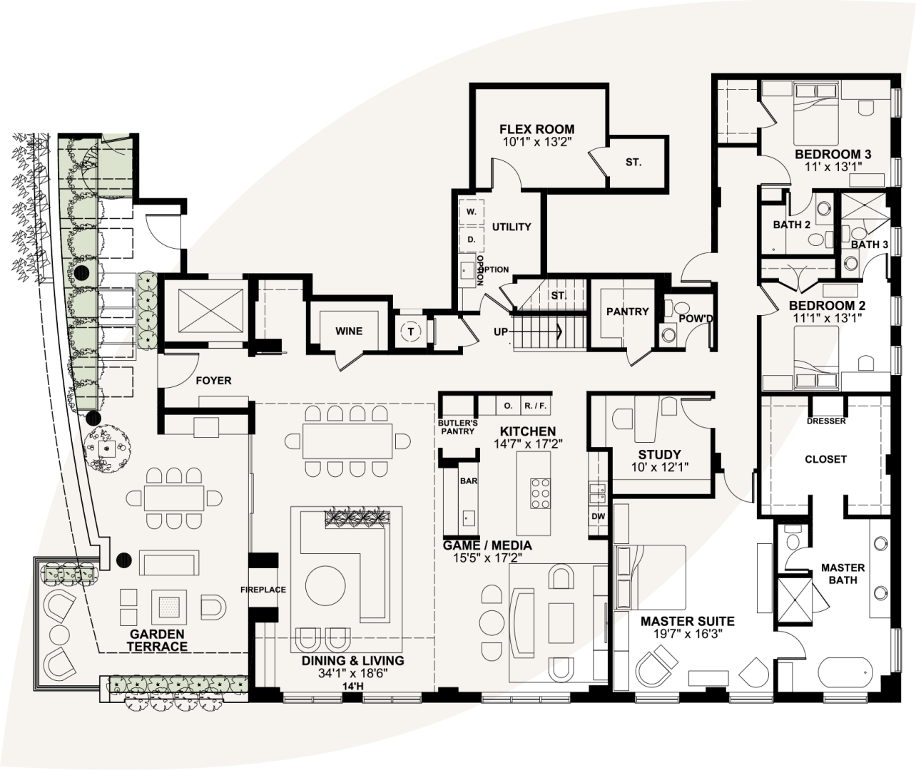 2D floor plan layout for the Versaille by Citiscape in Mimosa Terrace, Houston, TX (Image 1). 2D floor plan layout for the Versaille by Citiscape in Mimosa Terrace, Houston, TX (Image 1).