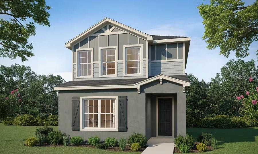 Front exterior of a new home in Estates at Hickory Cove - Bungalows, St. Cloud, FL, highlighting curb appeal (Image 1). Front exterior of a new home in Estates at Hickory Cove - Bungalows, St. Cloud, FL, highlighting curb appeal (Image 1).