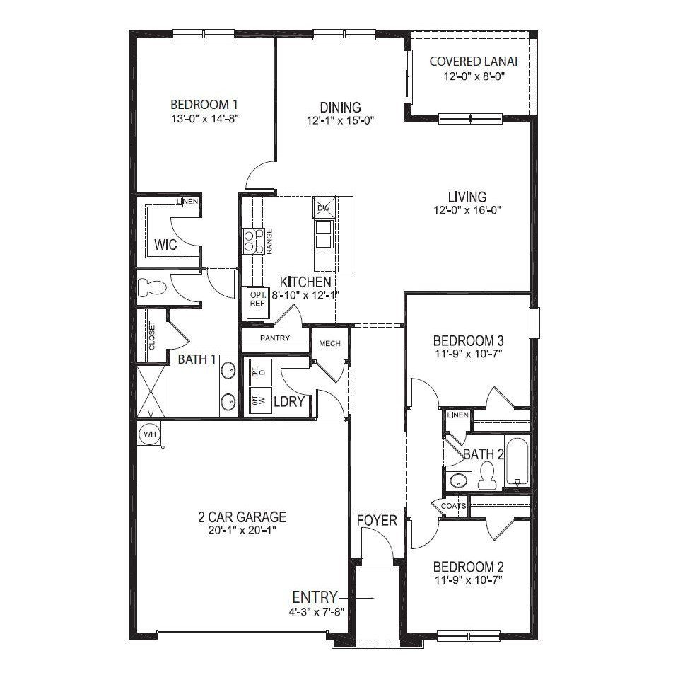 2D floor plan layout of this home in Sorrento Pines, Sorrento, FL (Image 1). 2D floor plan layout of this home in Sorrento Pines, Sorrento, FL (Image 1).