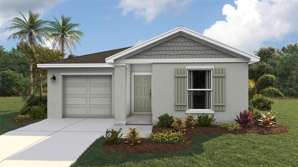 Front exterior of a new home in Oakfield Lakes, Parrish, FL, highlighting curb appeal (Image 1). Front exterior of a new home in Oakfield Lakes, Parrish, FL, highlighting curb appeal (Image 1).