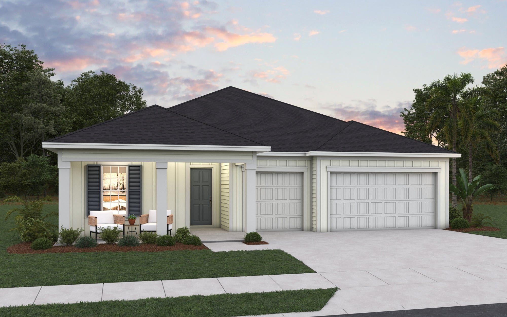 Front exterior of a new home in Veranda Bay, Flagler Beach, FL, highlighting curb appeal (Image 1). Front exterior of a new home in Veranda Bay, Flagler Beach, FL, highlighting curb appeal (Image 1).
