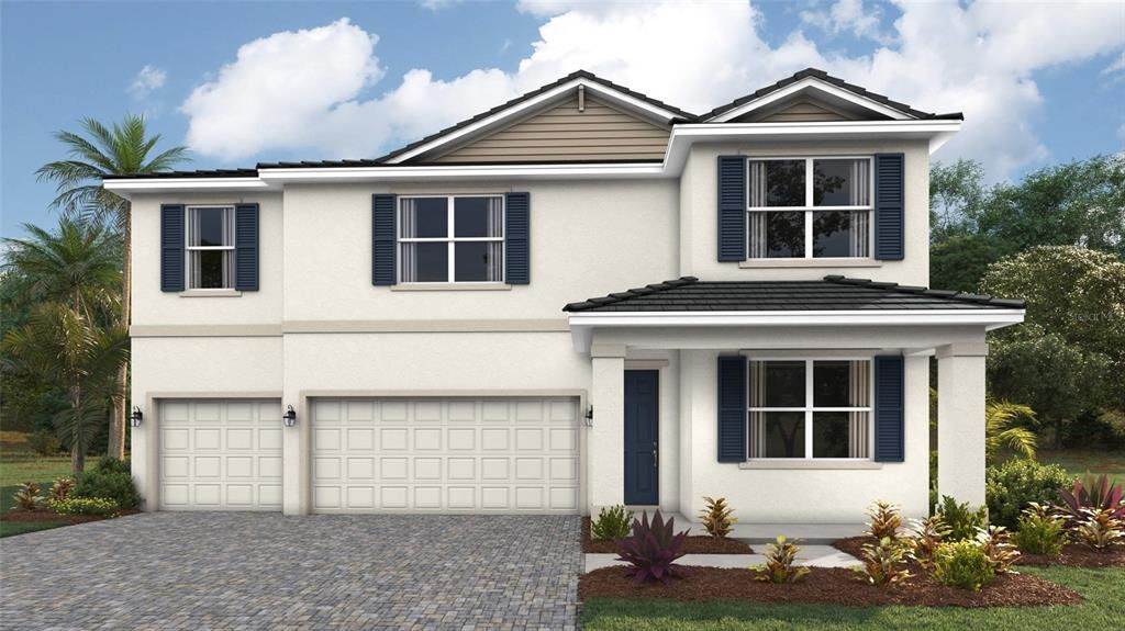 Front exterior of a new home in Solera at Lakewood Ranch, Bradenton, FL, highlighting curb appeal (Image 1). Front exterior of a new home in Solera at Lakewood Ranch, Bradenton, FL, highlighting curb appeal (Image 1).