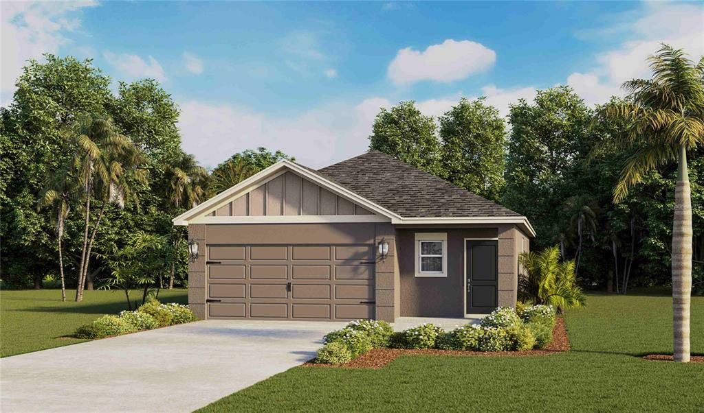 Front exterior of a new home in , Zephyrhills, FL, highlighting curb appeal (Image 1). Front exterior of a new home in , Zephyrhills, FL, highlighting curb appeal (Image 1).