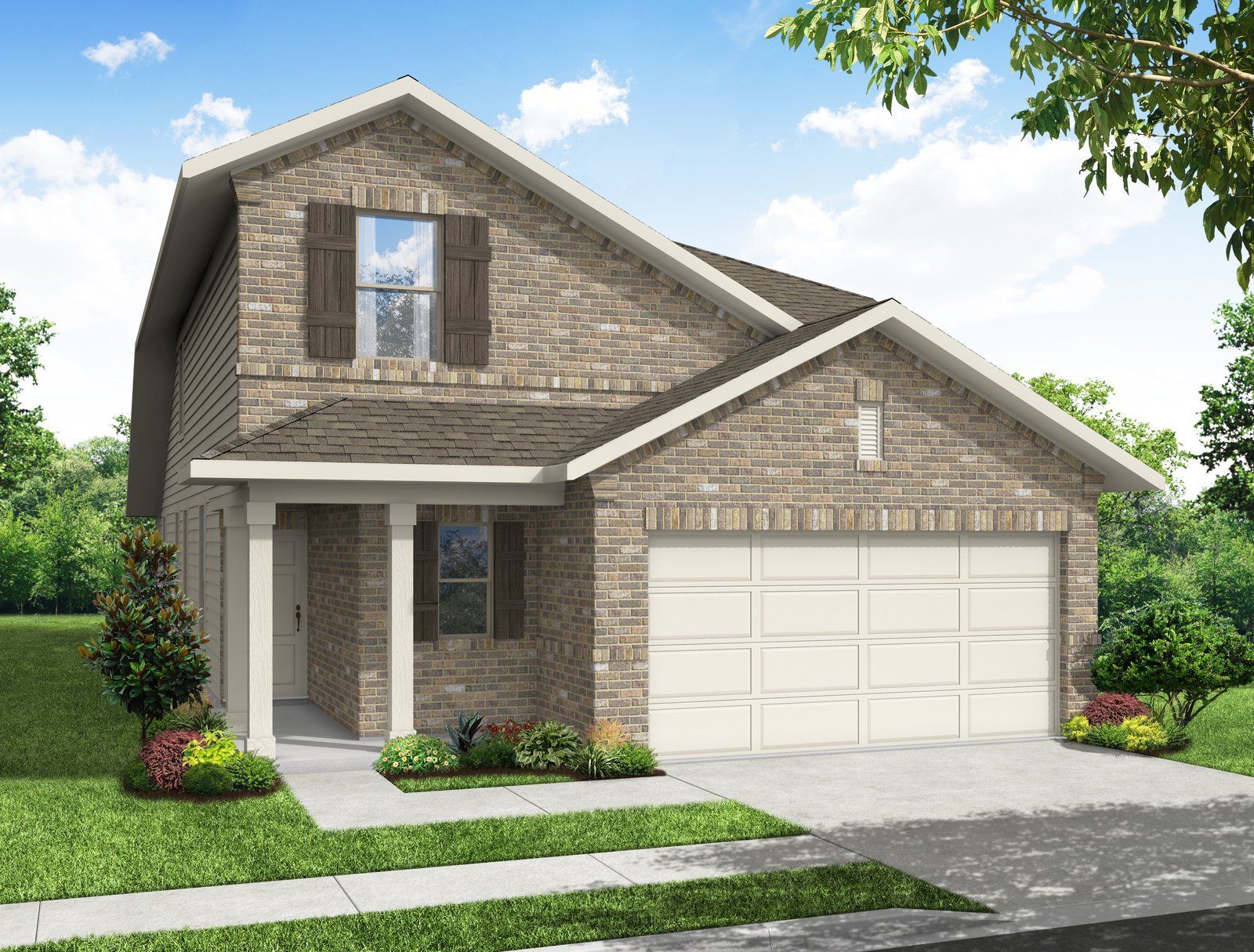 Front exterior of a new home in Churchill, Anna, TX, highlighting curb appeal (Image 1). Front exterior of a new home in Churchill, Anna, TX, highlighting curb appeal (Image 1).