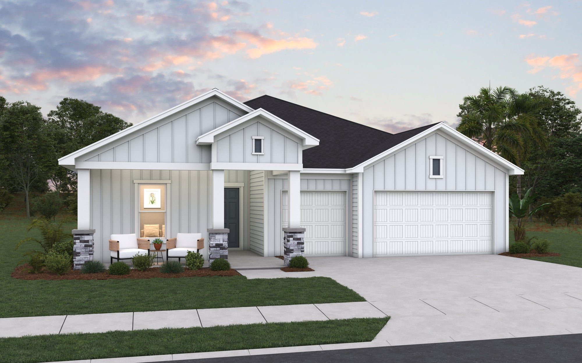 Front exterior of a new home in Veranda Bay, Flagler Beach, FL, highlighting curb appeal (Image 1). Front exterior of a new home in Veranda Bay, Flagler Beach, FL, highlighting curb appeal (Image 1).