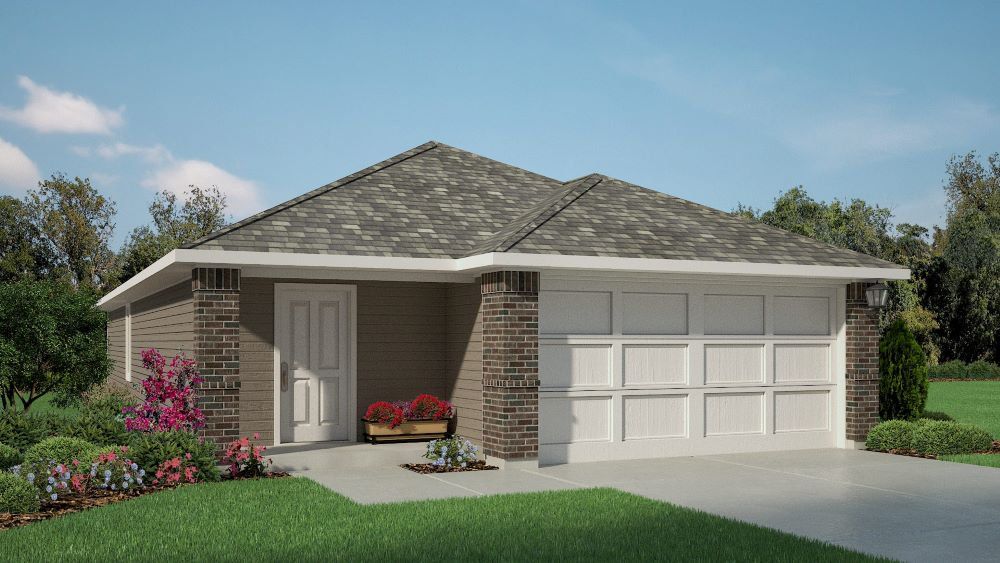 Front exterior of a new home in Deer Meadows, Odessa, TX, highlighting curb appeal (Image 1). Front exterior of a new home in Deer Meadows, Odessa, TX, highlighting curb appeal (Image 1).