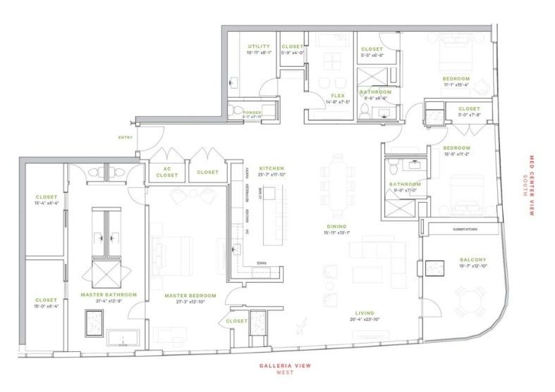 2D floor plan layout for the Inwood Junior Penthouse by DC Partners in Residences At The Allen, Houston, TX (Image 1). 2D floor plan layout for the Inwood Junior Penthouse by DC Partners in Residences At The Allen, Houston, TX (Image 1).
