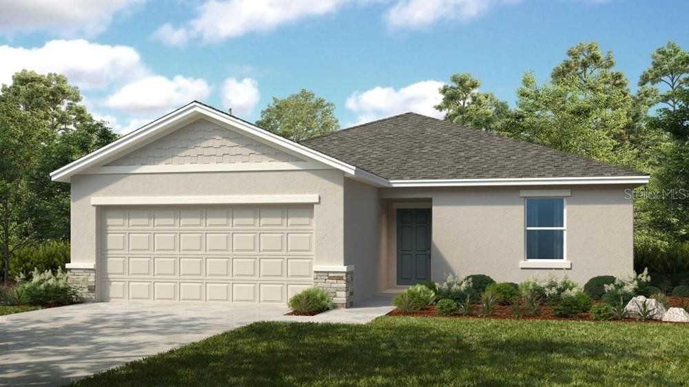 Front exterior of a new home in Waterstone, Groveland, FL, highlighting curb appeal (Image 1). Front exterior of a new home in Waterstone, Groveland, FL, highlighting curb appeal (Image 1).