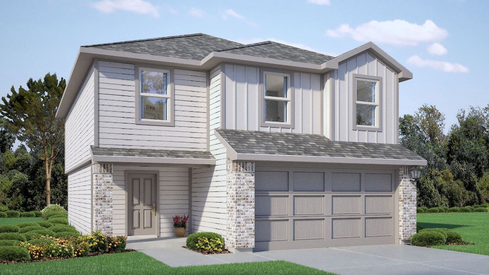 Front exterior of a new home in Deer Meadows, Odessa, TX, highlighting curb appeal (Image 1). Front exterior of a new home in Deer Meadows, Odessa, TX, highlighting curb appeal (Image 1).