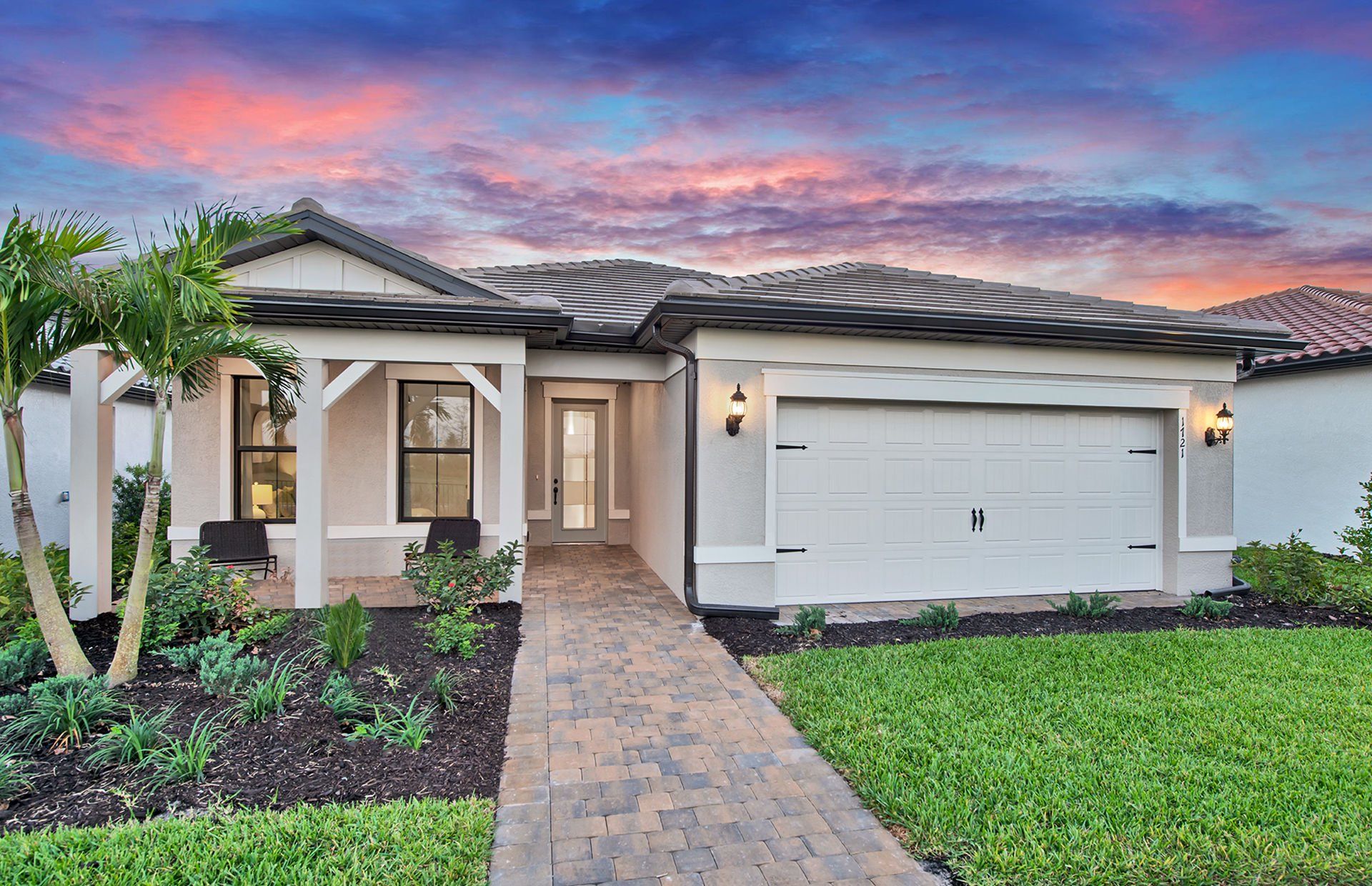 Exterior details and patio area of a home in Legacy Groves, Nokomis (Image 1).