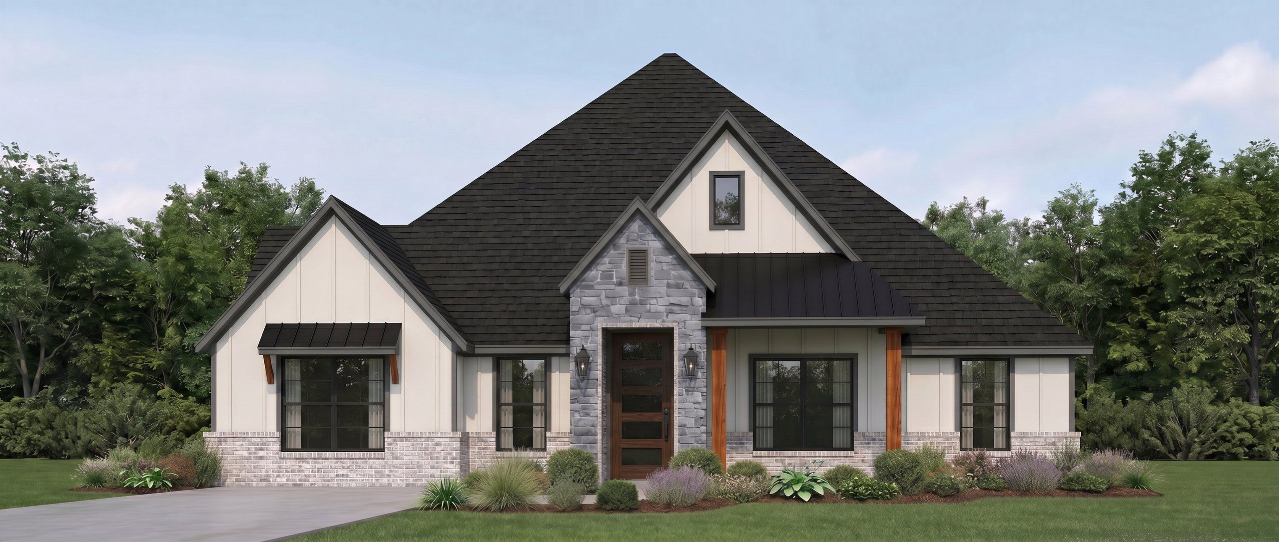 Front exterior of a new home in Rocky Top Ranch, Reno, TX, highlighting curb appeal (Image 1). Front exterior of a new home in Rocky Top Ranch, Reno, TX, highlighting curb appeal (Image 1).