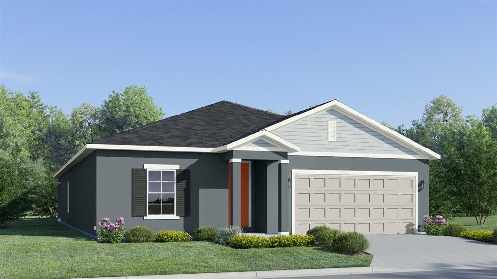 Front exterior of a new home in Grand Park, Dunnellon, FL, highlighting curb appeal (Image 1). Front exterior of a new home in Grand Park, Dunnellon, FL, highlighting curb appeal (Image 1).