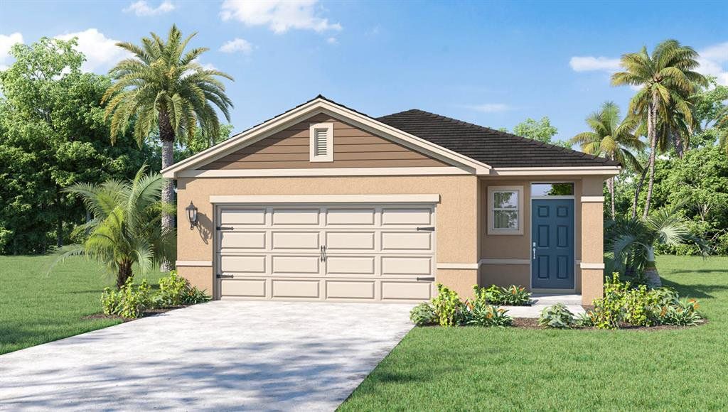 Front exterior of a new home in Bradbury Creek, Haines City, FL, highlighting curb appeal (Image 1). Front exterior of a new home in Bradbury Creek, Haines City, FL, highlighting curb appeal (Image 1).