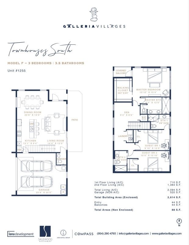 2D floor plan layout for the Townhouse South - Model F by Lana Development in Galleria Villages, Fort Lauderdale, FL (Image 1). 2D floor plan layout for the Townhouse South - Model F by Lana Development in Galleria Villages, Fort Lauderdale, FL (Image 1).