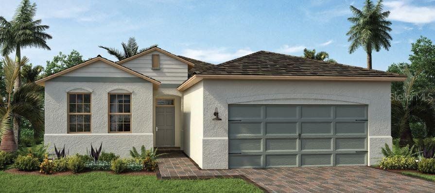 Front exterior of a new home in Oak Leaf Preserve, New Smyrna Beach, FL, highlighting curb appeal (Image 1). Front exterior of a new home in Oak Leaf Preserve, New Smyrna Beach, FL, highlighting curb appeal (Image 1).