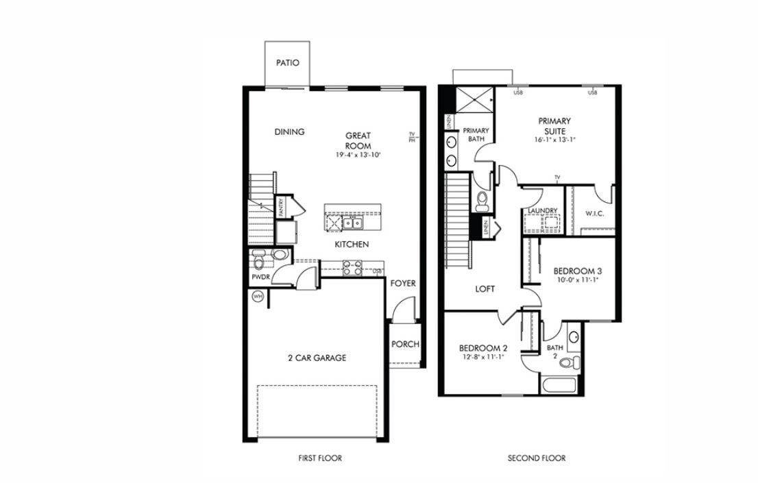 2D floor plan layout of this home in The Meadow at Crossprairie Townes, St. Cloud, FL (Image 1). 2D floor plan layout of this home in The Meadow at Crossprairie Townes, St. Cloud, FL (Image 1).