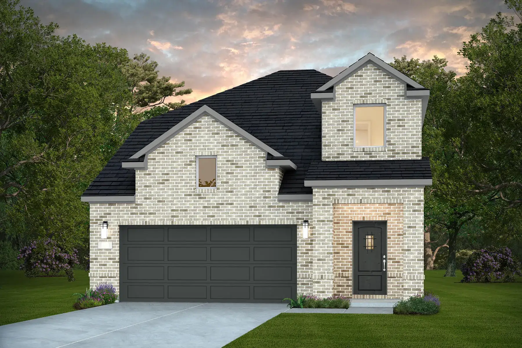 Representative exterior photo of a completed home built from the Summit by Pulte Homes in Spring Branch Preserve, Montgomery, TX (Image 1). Representative exterior photo of a completed home built from the Summit by Pulte Homes in Spring Branch Preserve, Montgomery, TX (Image 1).
