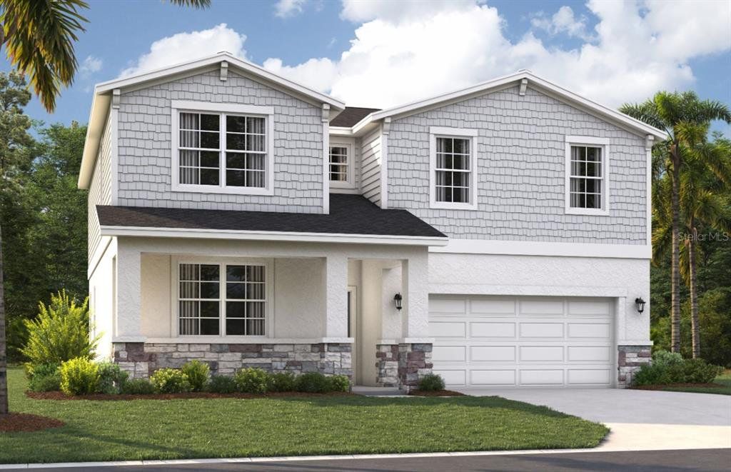 Front exterior of a new home in Brack Ranch, St. Cloud, FL, highlighting curb appeal (Image 1). Front exterior of a new home in Brack Ranch, St. Cloud, FL, highlighting curb appeal (Image 1).