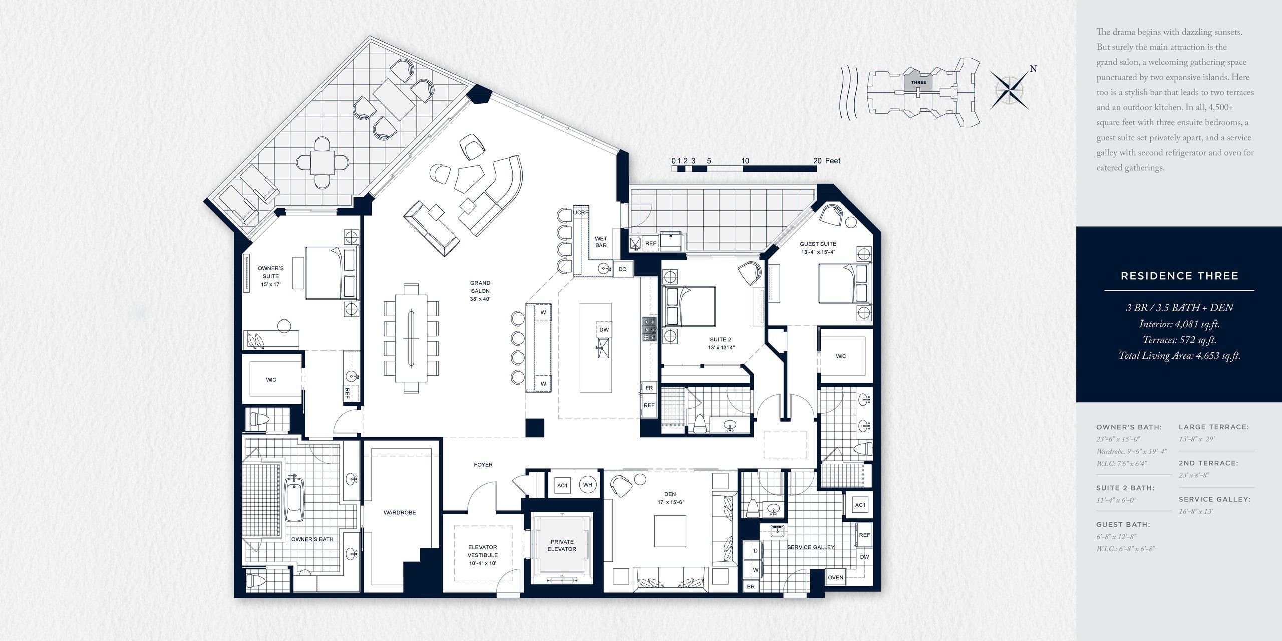 2D floor plan layout for the Rosewood Residences Lido Key Residence 3 by The Ronto Group in Rosewood Residences Lido Key, Sarasota, FL (Image 1). 2D floor plan layout for the Rosewood Residences Lido Key Residence 3 by The Ronto Group in Rosewood Residences Lido Key, Sarasota, FL (Image 1).