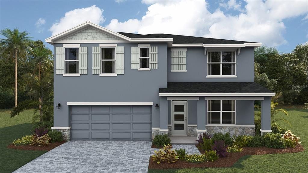 Front exterior of a new home in Legacy Preserve, Parrish, FL, highlighting curb appeal (Image 1).