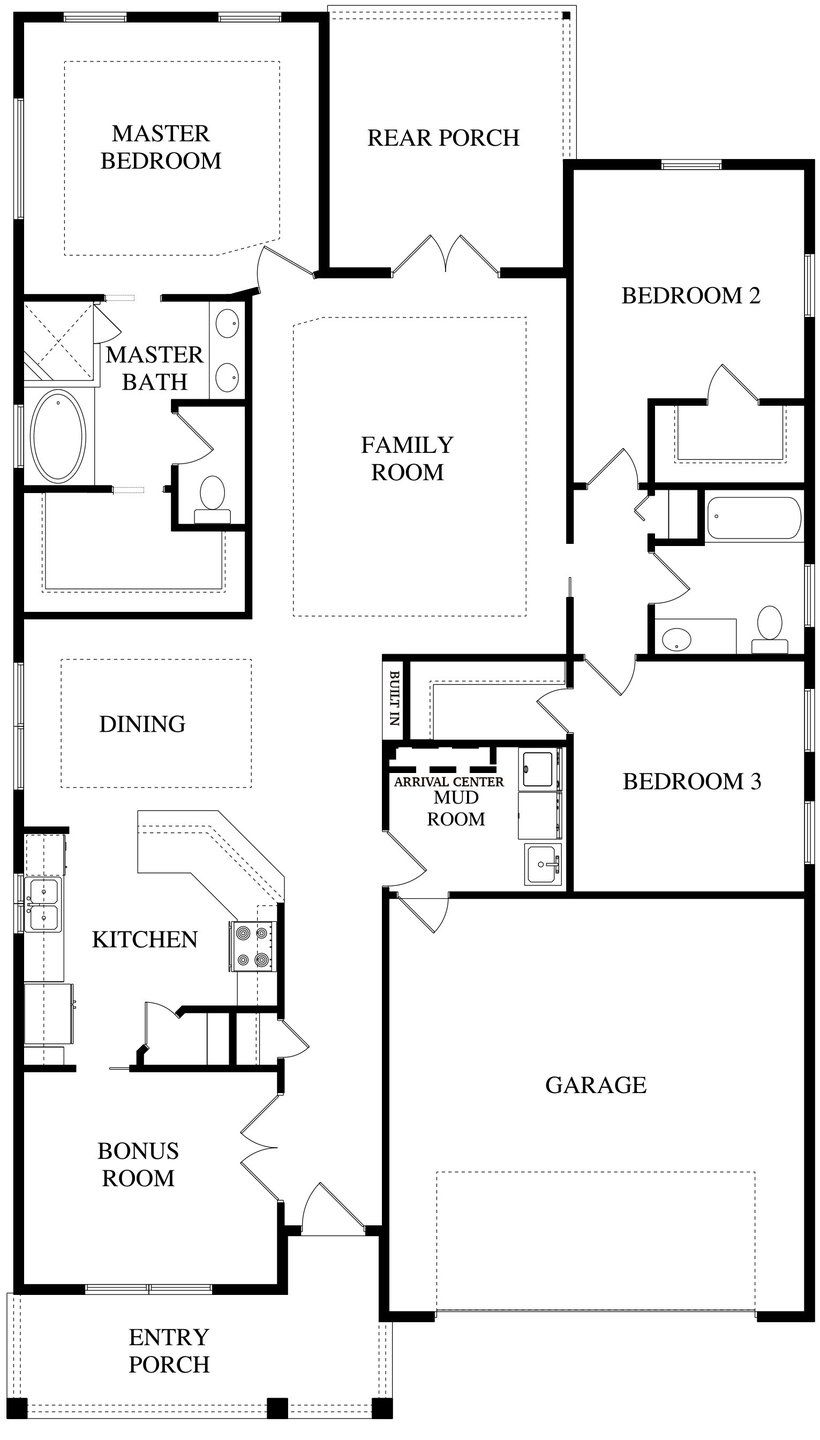2D floor plan layout for the The Cottonwood by NORFLEET HOMES in Countryway Town Square, Newberry, FL (Image 1). 2D floor plan layout for the The Cottonwood by NORFLEET HOMES in Countryway Town Square, Newberry, FL (Image 1).