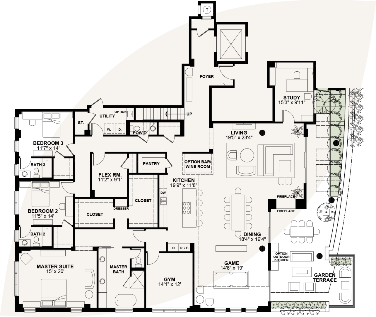 2D floor plan layout for the Buckingham by Citiscape in Mimosa Terrace, Houston, TX (Image 1).
