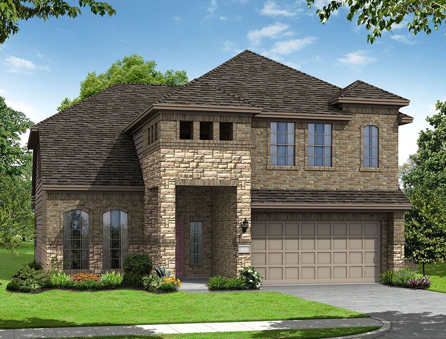 Front exterior of a new home in River Ranch Meadows, Dayton, TX, highlighting curb appeal (Image 1). Front exterior of a new home in River Ranch Meadows, Dayton, TX, highlighting curb appeal (Image 1).