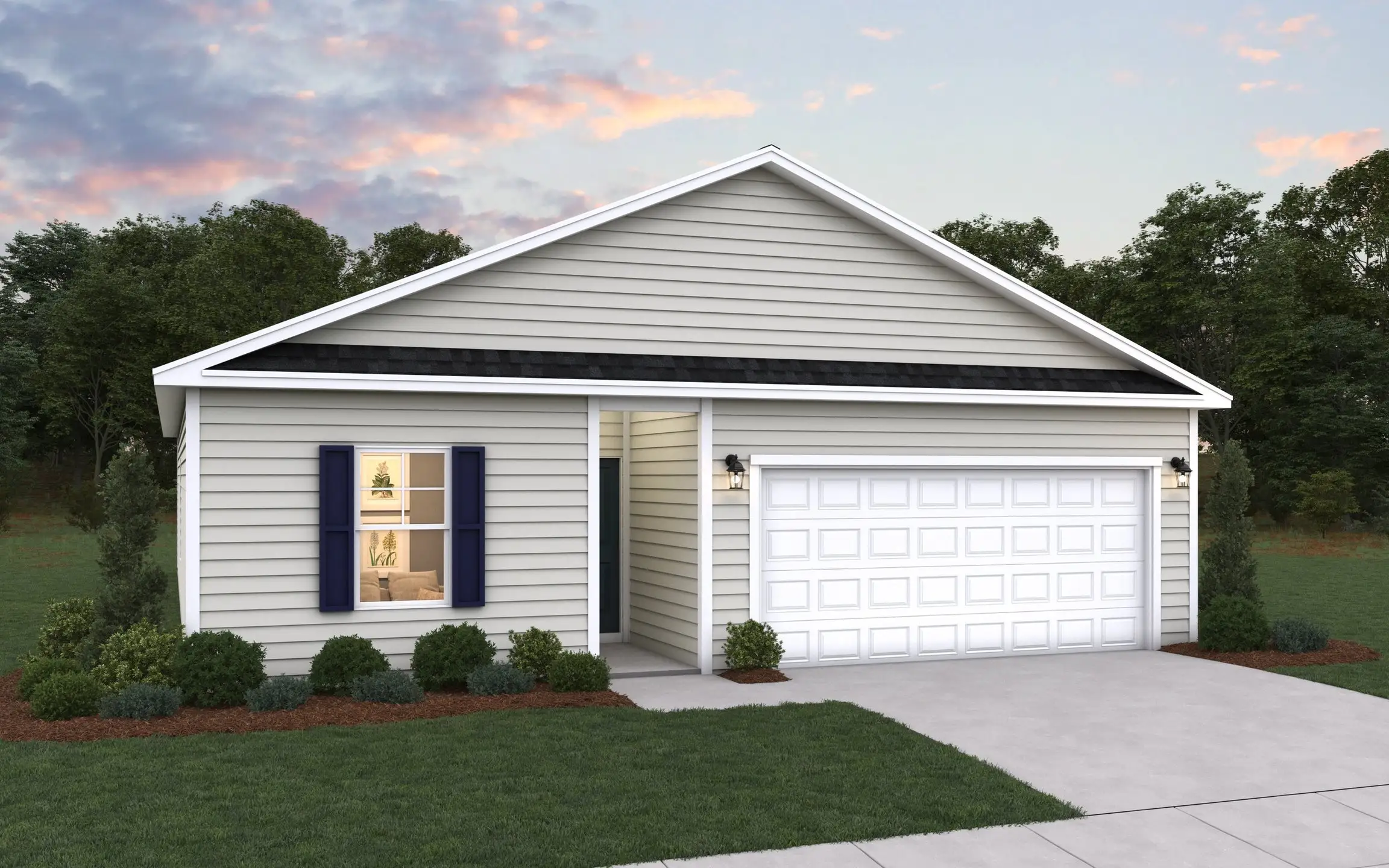 Front exterior of a new home in Richmond Hills, Supply, NC, highlighting curb appeal (Image 1). Front exterior of a new home in Richmond Hills, Supply, NC, highlighting curb appeal (Image 1).